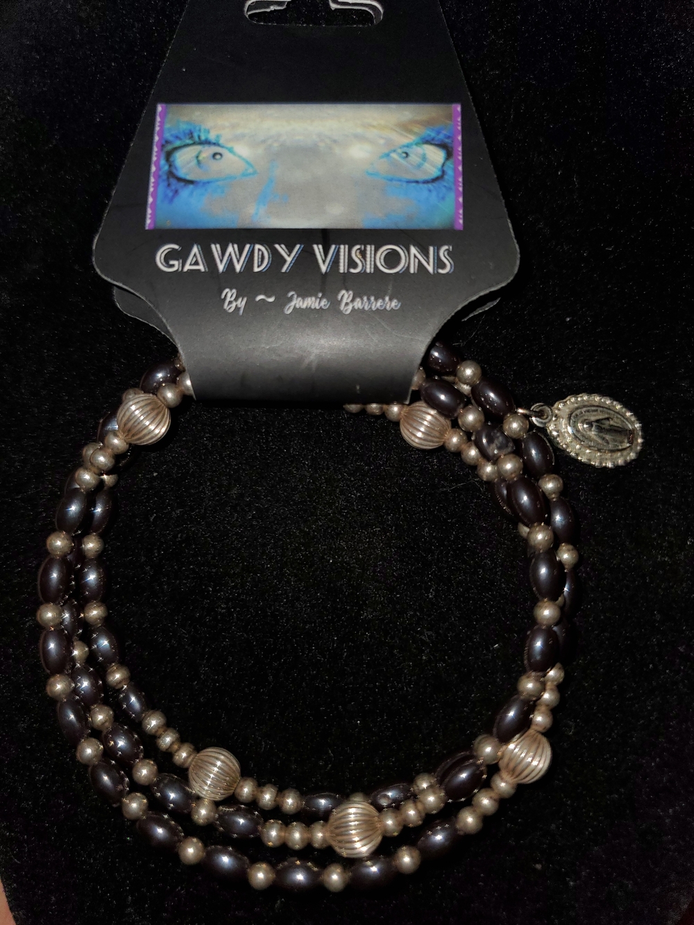 Handcrafted Triple-Strand Pearl and Bead Necklace - Brown/Gold